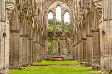 Interior of the Cistercian Rievaulx Abbey near Helmsley, North Yorkshire, England - obrazy, fototapety, plakaty