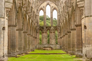Deurstickers Interior of the Cistercian Rievaulx Abbey near Helmsley, North Yorkshire, England © tynrud