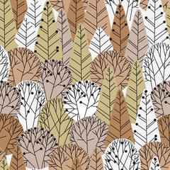 Winter forest pattern in beige colors