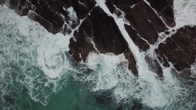 Big ocean waves crashing on rocks in Esperance, Western Australia.