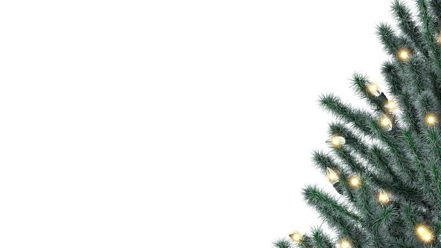 Decorated with garlands New Year tree isolated on white background