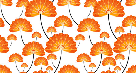 floral wallpaper pattern orange white