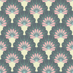 Fototapeta na wymiar floral wallpaper scales soft pink green