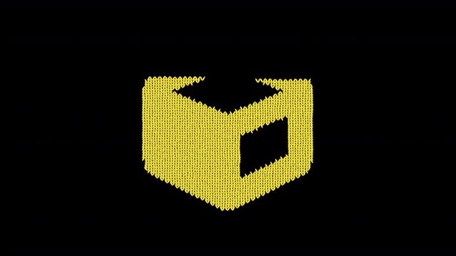 Symbol cube is knitted from a woolen thread. Knit like a sweater