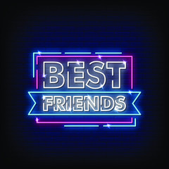 Best friends Neon Signs Style Text Vector