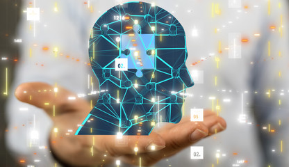 science consist head human digital technology concept