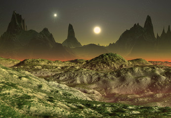 3D Rendered Fantasy Alien Landscape - 3D Illustration © diversepixel
