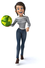 Fun 3D cartoon casual character woman