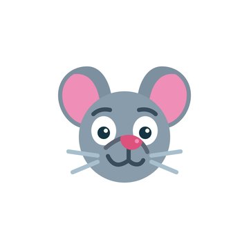 Smiling mouse face emoji flat icon, vector sign, Happy rat emoticon colorful pictogram isolated on white. Symbol, logo illustration. Flat style design