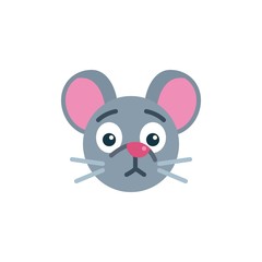 Disappointed mouse face emoji flat icon, vector sign, Unhappy rat emoticon colorful pictogram isolated on white. Symbol, logo illustration. Flat style design
