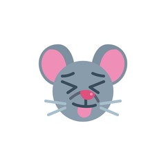 Stuck-out tongue mouse face emoji flat icon, vector sign, Showing tongue rat emoticon colorful pictogram isolated on white. Symbol, logo illustration. Flat style design