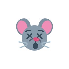Dormant mouse face emoji flat icon, vector sign, Sleeping rat emoticon colorful pictogram isolated on white. Symbol, logo illustration. Flat style design