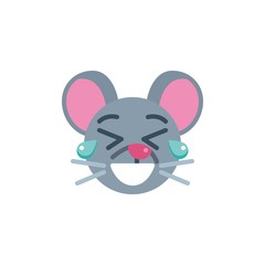 Tear Laugh mouse face emoji flat icon, vector sign, Laughing rat emoticon colorful pictogram isolated on white. Symbol, logo illustration. Flat style design