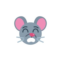 Sleeping mouse face emoji flat icon, vector sign, Tired rat emoticon colorful pictogram isolated on white. Symbol, logo illustration. Flat style design
