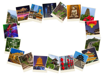 Fototapeta na wymiar Frame made of China images (my photos) - travel background
