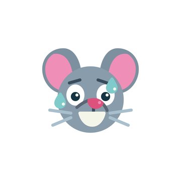 Laughing mouse face emoji flat icon, vector sign, Sweat Tear rat emoticon colorful pictogram isolated on white. Symbol, logo illustration. Flat style design