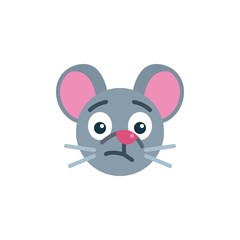 Grimacing mouse face emoji flat icon, vector sign, Bored rat emoticon colorful pictogram isolated on white. Symbol, logo illustration. Flat style design