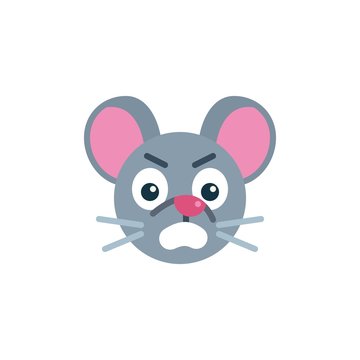 Angry mouse face emoji flat icon, vector sign, Annoyed rat emoticon colorful pictogram isolated on white. Symbol, logo illustration. Flat style design