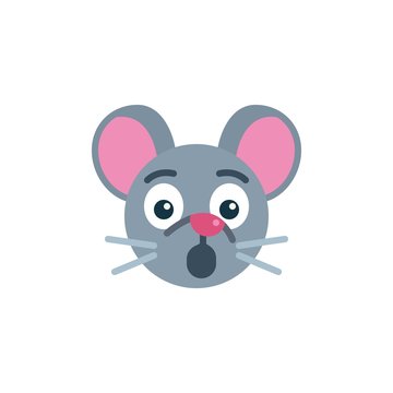 Surprised mouse face emoji flat icon, vector sign, Embarrassed rat emoticon colorful pictogram isolated on white. Symbol, logo illustration. Flat style design