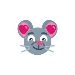 Enamored mouse face emoji flat icon, vector sign, In love rat emoticon colorful pictogram isolated on white. Symbol, logo illustration. Flat style design