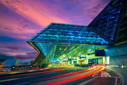 Taoyuan Airport In Taiwan At Night