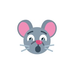 Shocked mouse face emoji flat icon, vector sign, Scared rat emoticon colorful pictogram isolated on white. Symbol, logo illustration. Flat style design