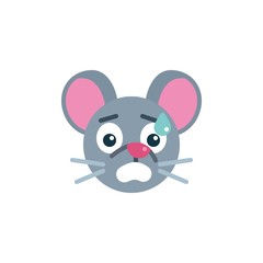Obraz na płótnie Canvas Anxiety mouse face emoji flat icon, vector sign, Fearful rat emoticon colorful pictogram isolated on white. Symbol, logo illustration. Flat style design