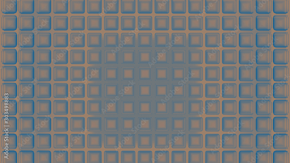 Aufkleber abstract pattern of brown-blue squares, computer graphics, 3d rendering, fractal