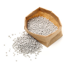 Gray fertilizer on white background