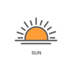 Sun flat icon. Sign sun. Vector logo for web design, mobile and infographics.