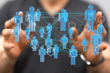 connected symbols for digital, interactive and global communication concept