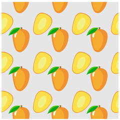 Mango seamless pattern vector on gray background.