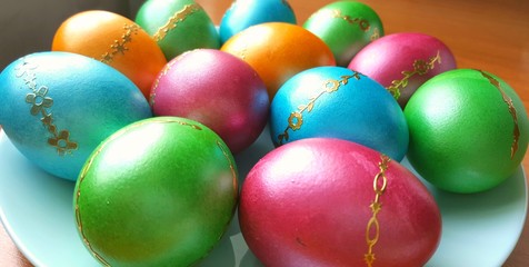 Fototapeta na wymiar Colored Easter eggs. Easter eggs for Easter holiday.