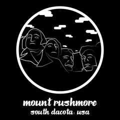 circle icon line mount rushmore. vector illustration