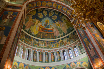 NIZHNY NOVGOROD, RUSSIA - SEPTEMBER 28, 2019: Fragment of the interior of the Alexander Nevsky...