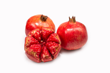 Sweet pomegranate isolated on white background.