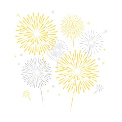 Golden silver fireworks. Festive, victory, celebrating vector background. Firework isolated on white backdrop