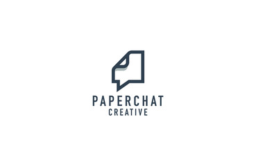 Paper chat logo design illustration 