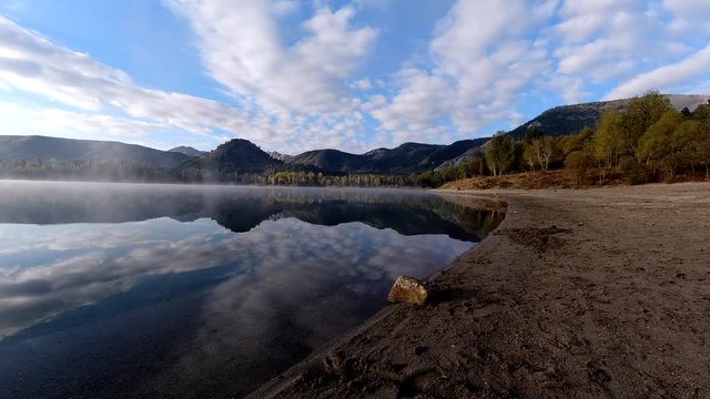 Timelapse Crater Lake Reflection in the Mountains  