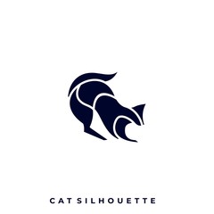 Cat Silhouette Illustration Vector Design Template