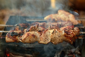 Cooking on the fire.