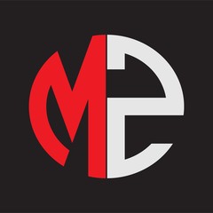 MZ Initial Logo design Monogram Isolated on black background
