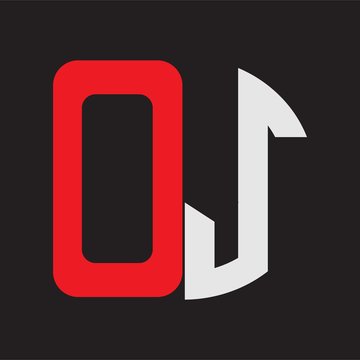 OJ Initial Logo design Monogram Isolated on black background