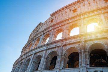 Colosseum in rome looking up at the exterior