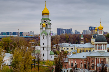 Fototapeta na wymiar Moscow, Rogozh Old Believer Village, view of the church-bell tower of the Resurrection of Christ