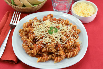 plate of pasta with Bolognese