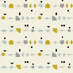 Tafelkleed Abstract geometrisch vector naadloos patroon geïnspireerd door moderne stoffen uit het midden van de eeuw. Eenvoudige vormen en lijnen in retro pastelkleuren en gestructureerde achtergrond. Knipmasker wordt gebruikt voor eenvoudige bewerking. © dinadankersdesign