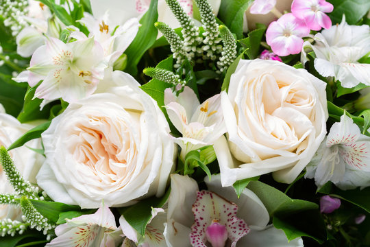 bouquet of various flowers as background