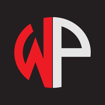 WP Initial Logo design Monogram Isolated on black background