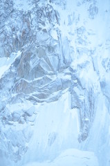 Fototapeta na wymiar vista at mountain top French alps ice grey snow sky view